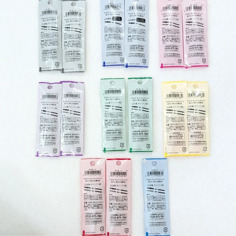 Platinum Preppy Fountain Pen 2-pack Cartridge Refills 8 Ink Colors (Lot of 15)